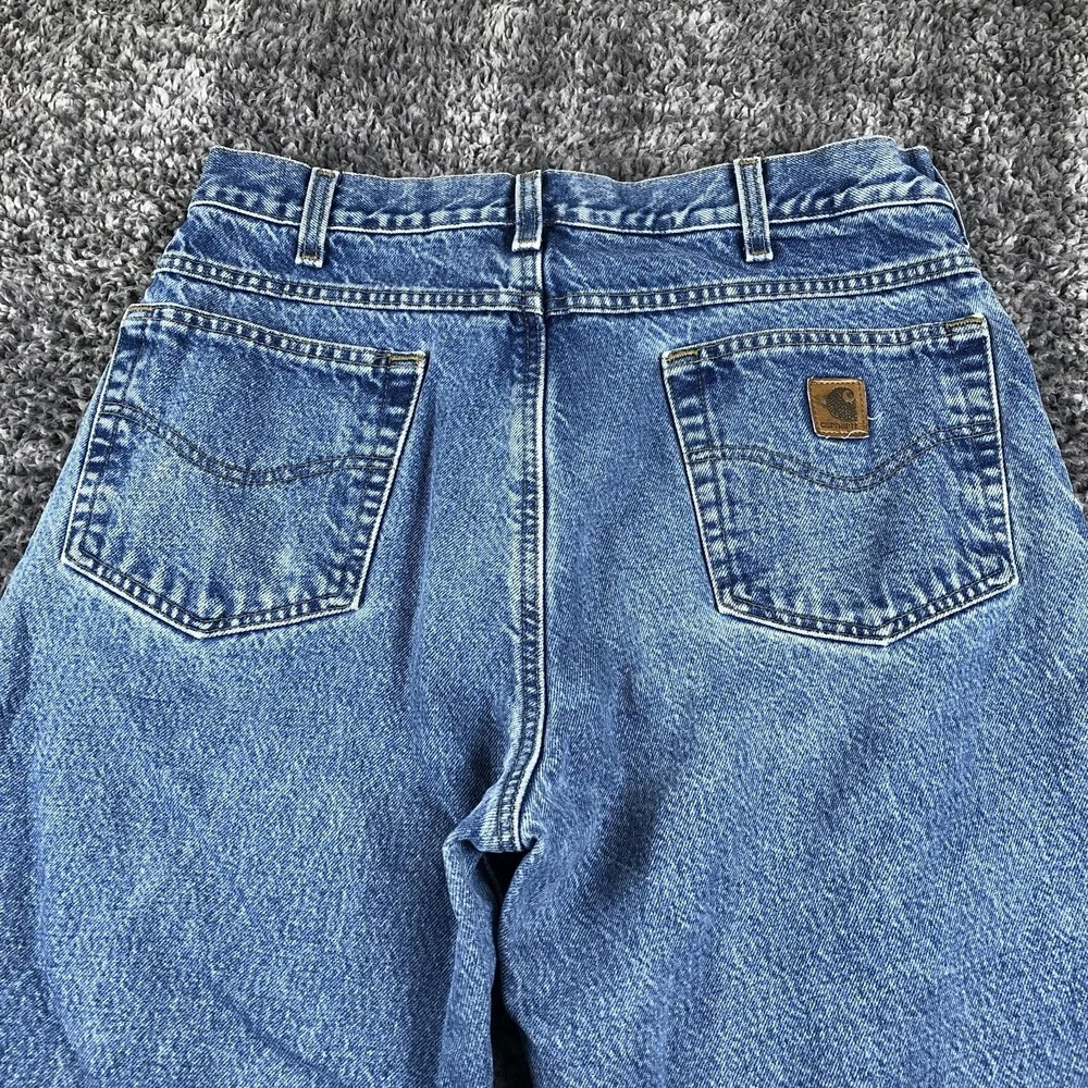 Carhartt Jeans‎ Mens 32x32 Blue Relaxed Fit Straight Leg Denim Flannel Lined